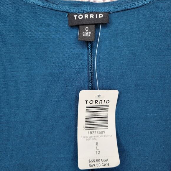 Torrid Fit and Flare Short Sleeve Duster Teal Blue Green | Torrid Size 0 - Picture 5 of 6